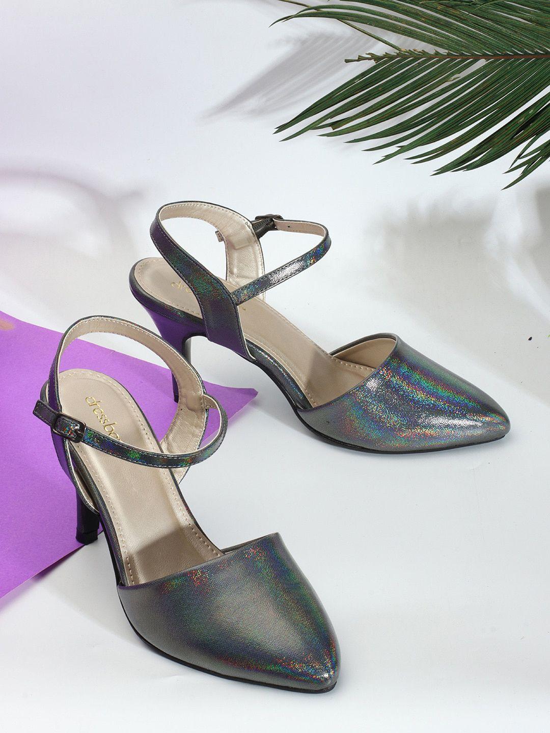 dressberry metallic grey shimmery slim heel pumps