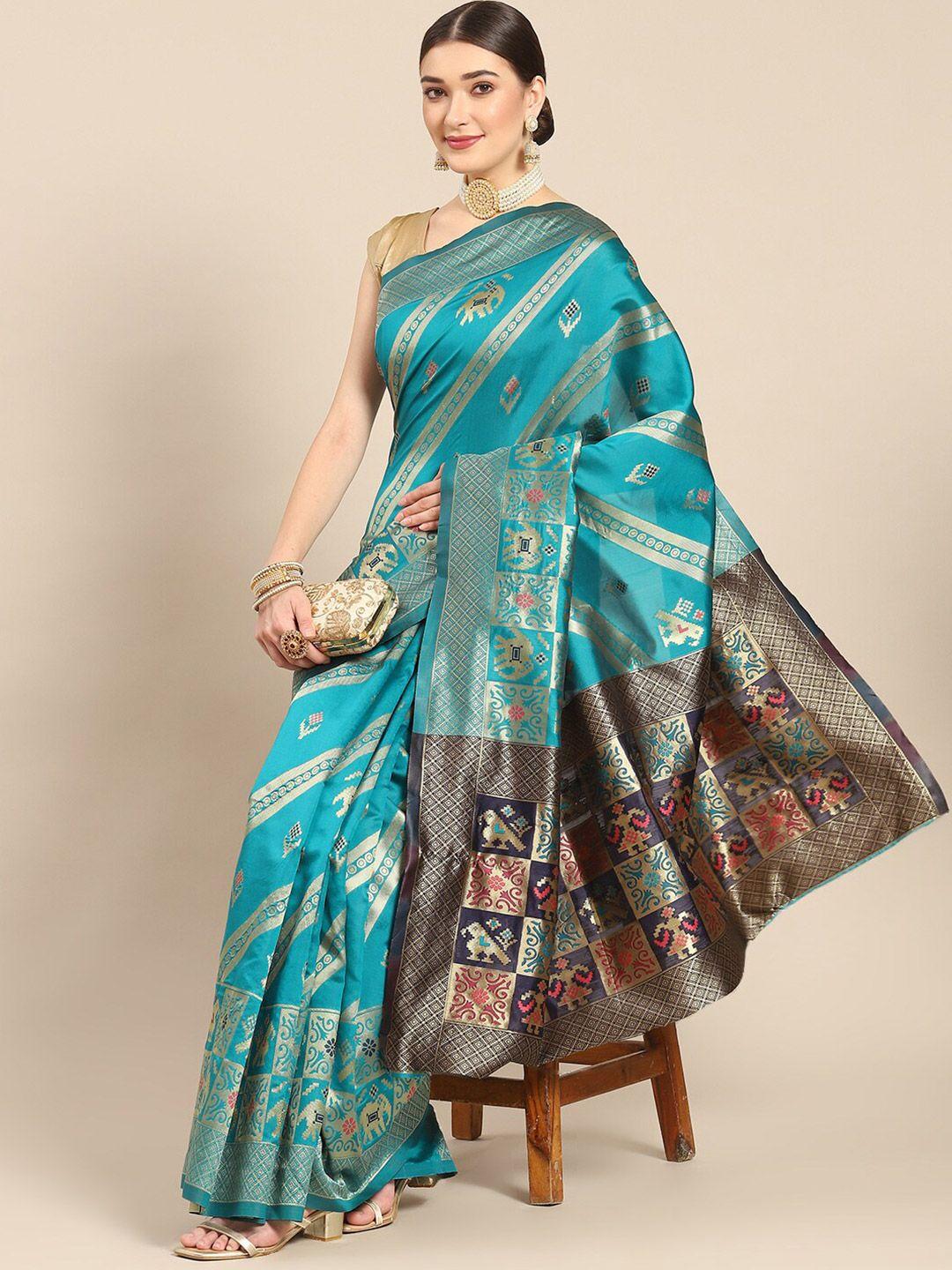 all about you ethnic motifs woven design zari silk blend kanjeevaram saree