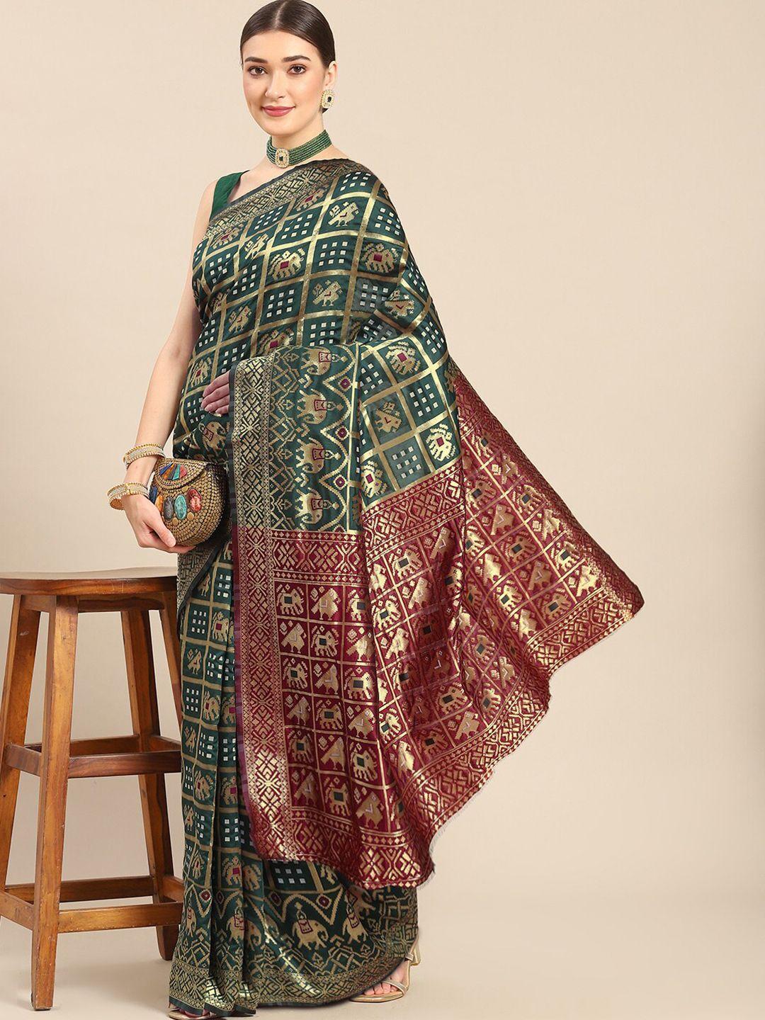 all about you ethnic motifs woven design zari silk blend kanjeevaram saree