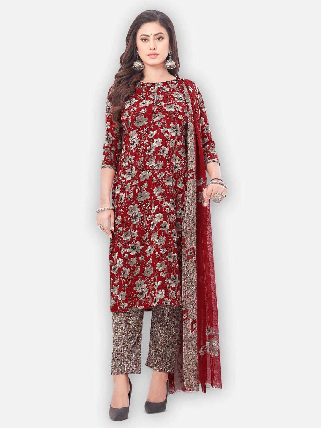 salwar studio printed silk crepe unstitched dress material