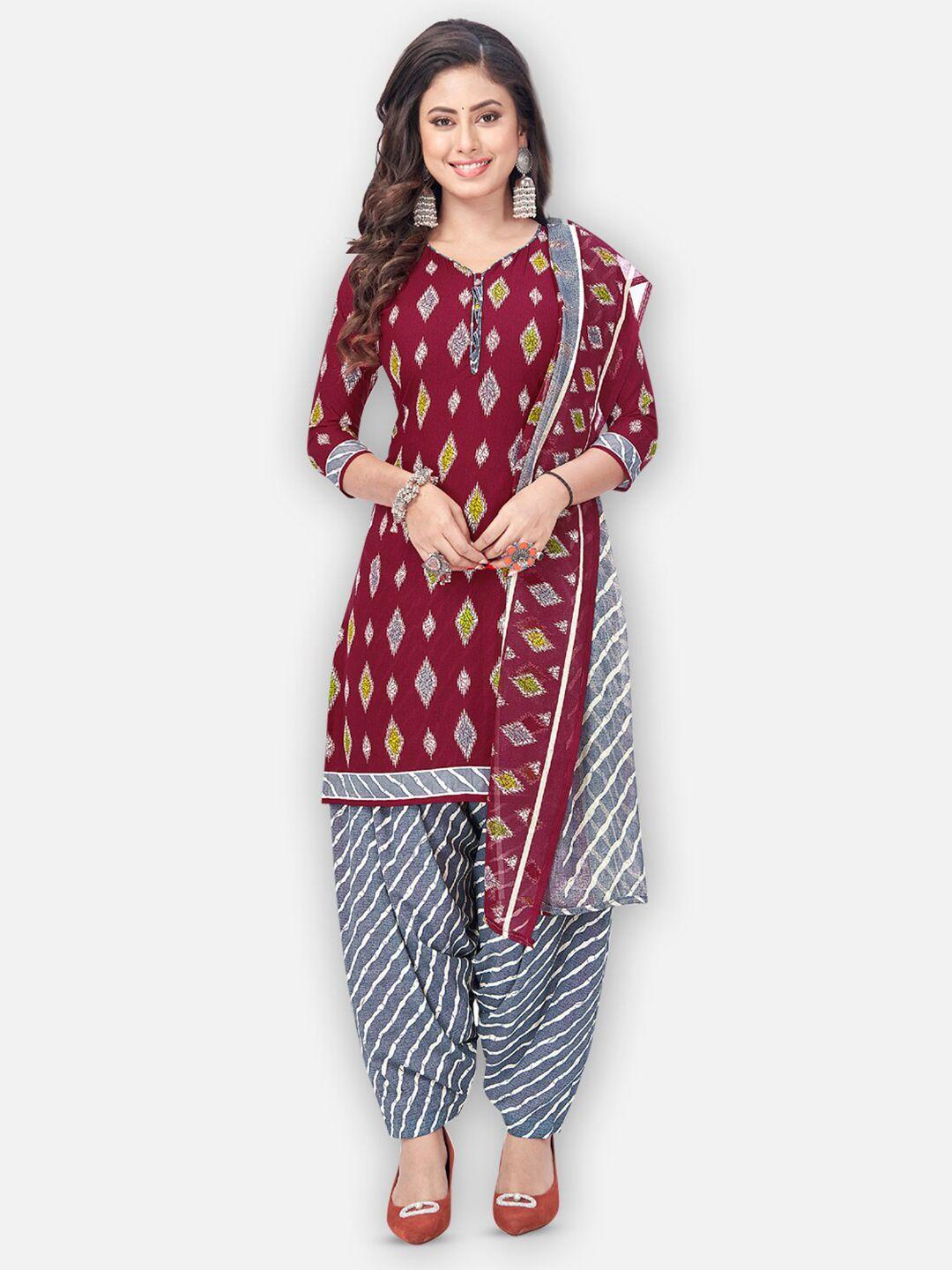 salwar studio abstract printed silk crepe unstitched dress material