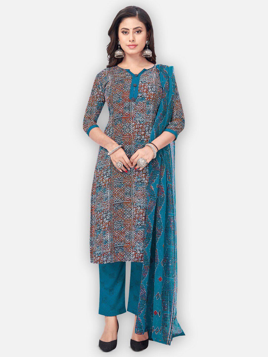 salwar studio ethnic motifs printed silk crepe unstitched dress material