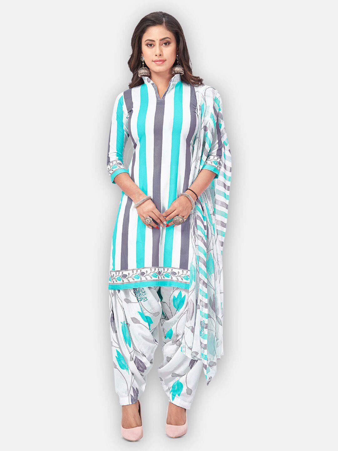 salwar studio printed silk crepe unstitched dress material