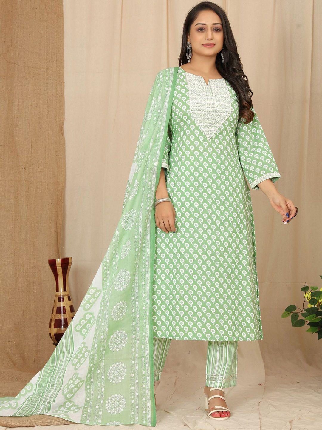 premroop- the style you love ethnic printed regular gotta patti kurta & trousers & dupatta