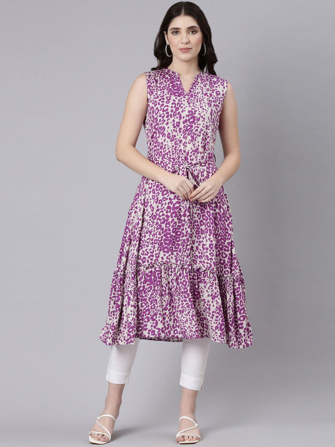 neerus abstract printed mandarin collar kurta