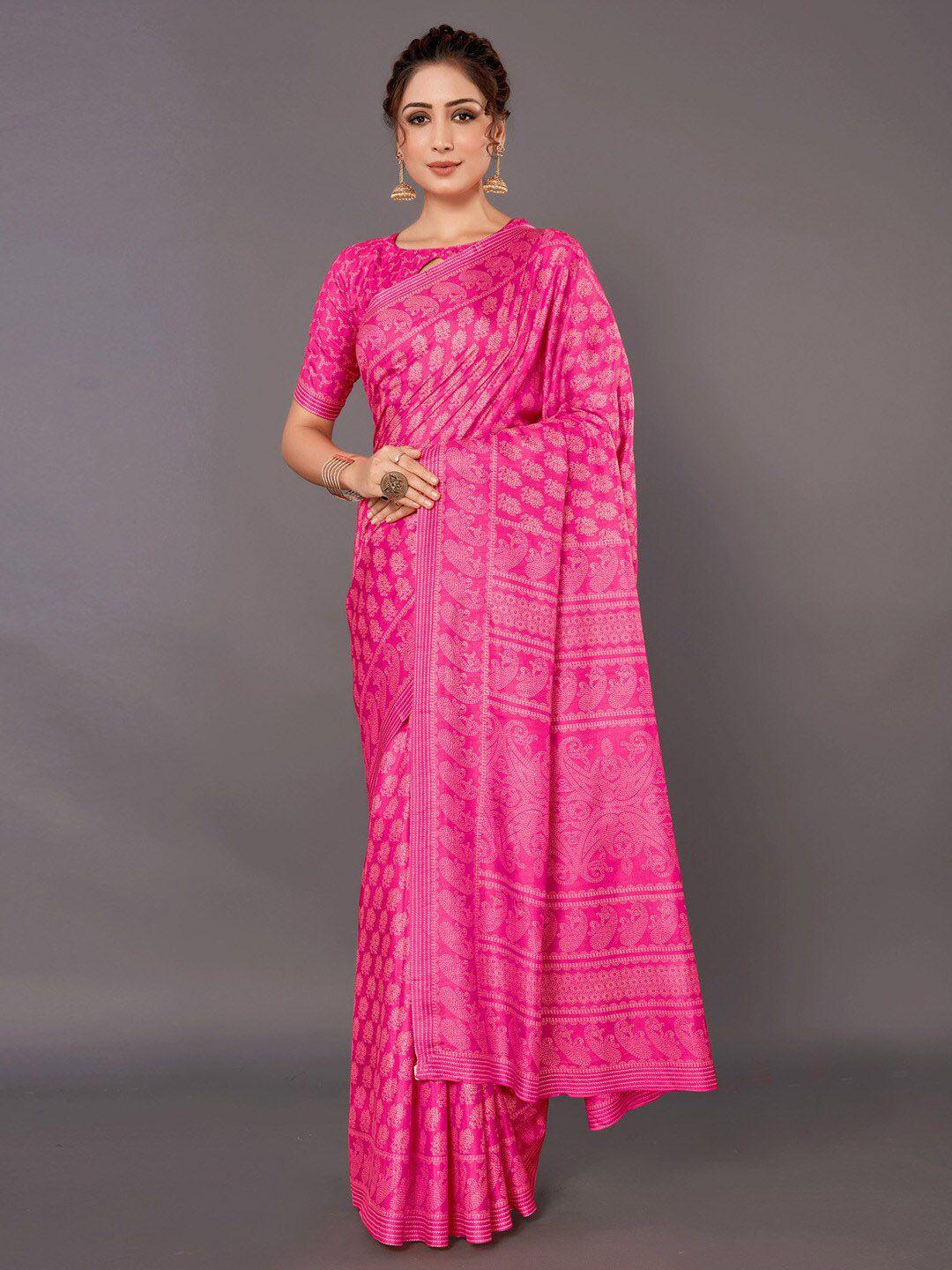 anouk printed pure silk bagru saree