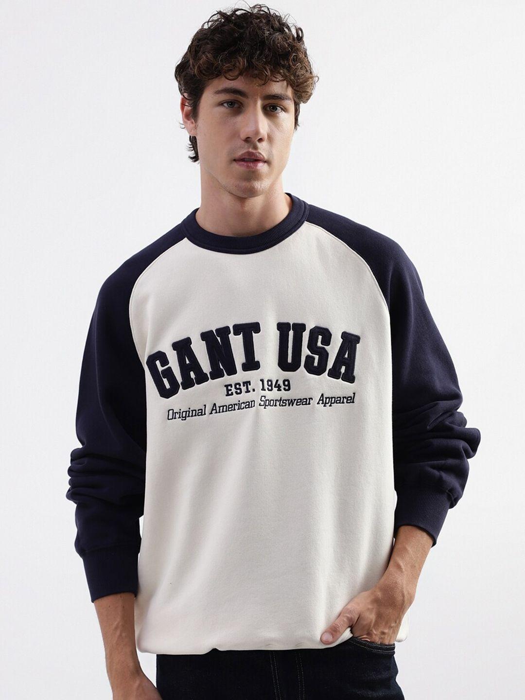 gant typography printed embroidered pure cotton pullover