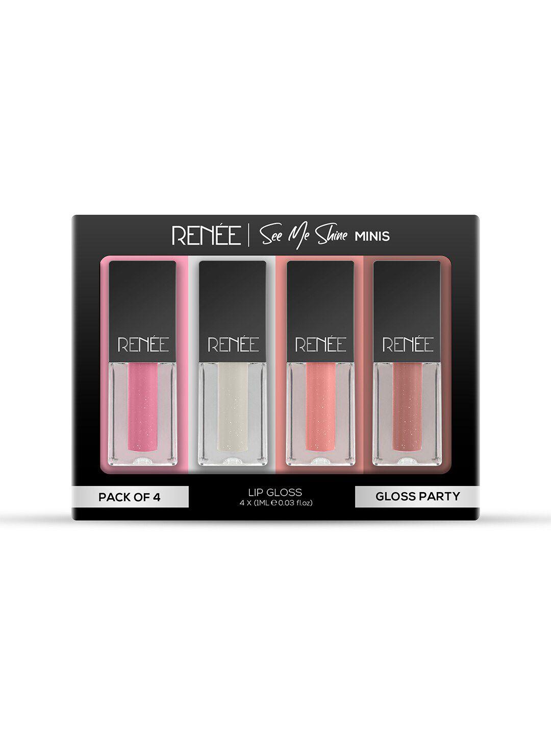 renee set of 4 see me shine minis lip gloss 1ml each - gloss party