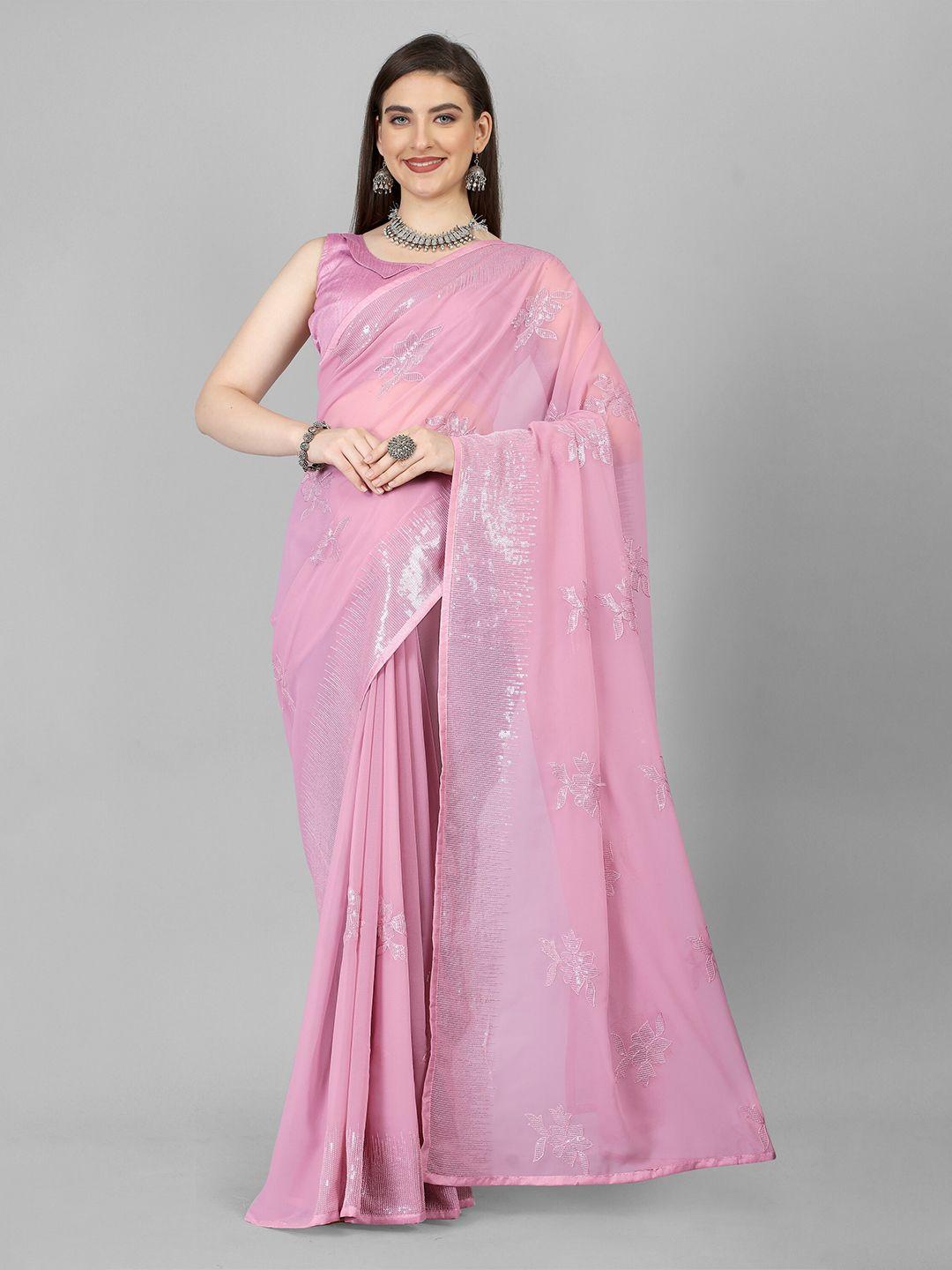 jsitaliya embellished sequinned pure georgette saree