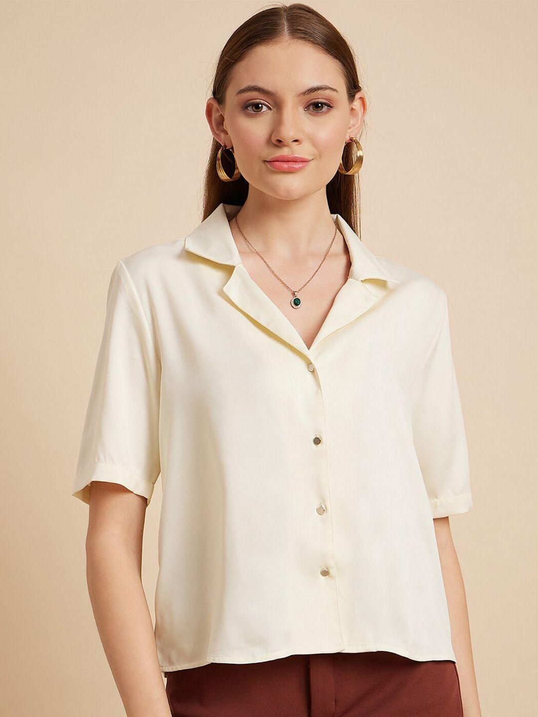 mint street comfort cuban collar satin casual shirt