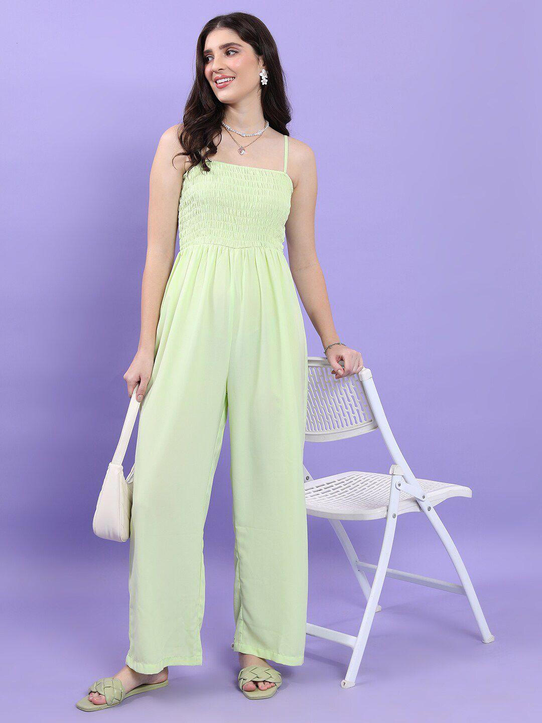 ketch shoulder straps smocked basic jumpsuit