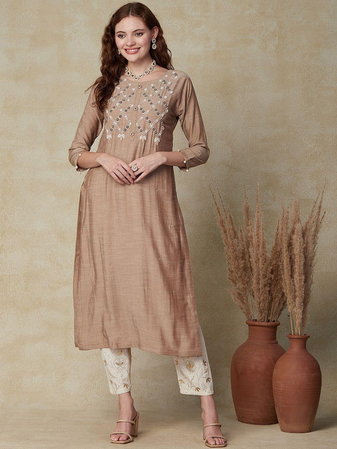 fashor striped beads and stones a-line kurta