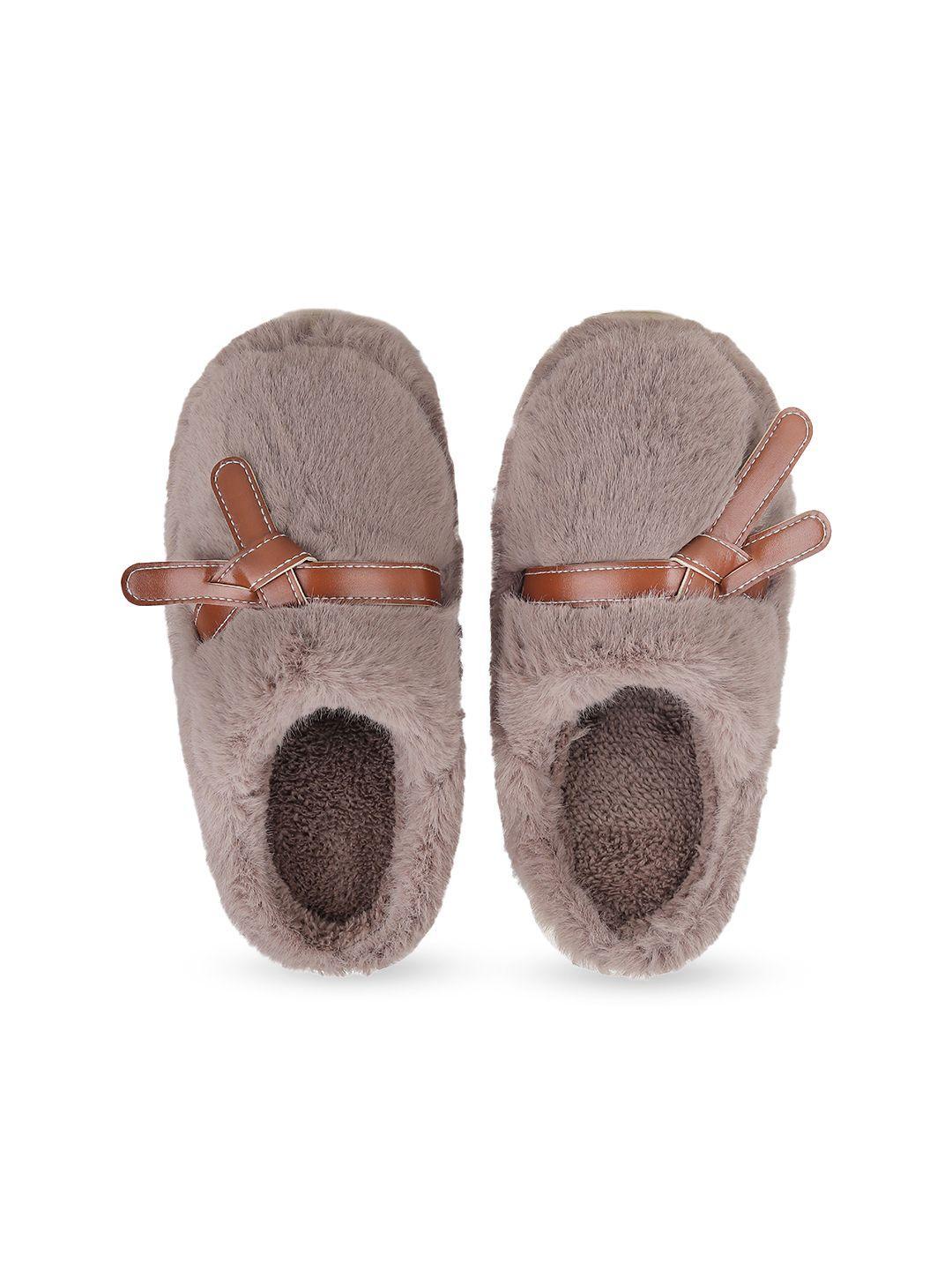 cassiey women winter warm fur room slippers with belt twist