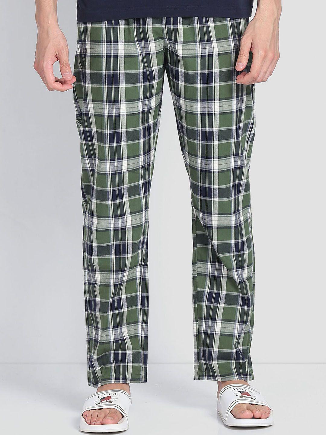 u.s. polo assn. men checked pure cotton straight lightweight lounge pants