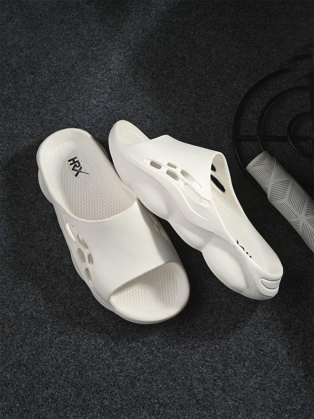 hrx by hrithik roshan men white rubber sliders