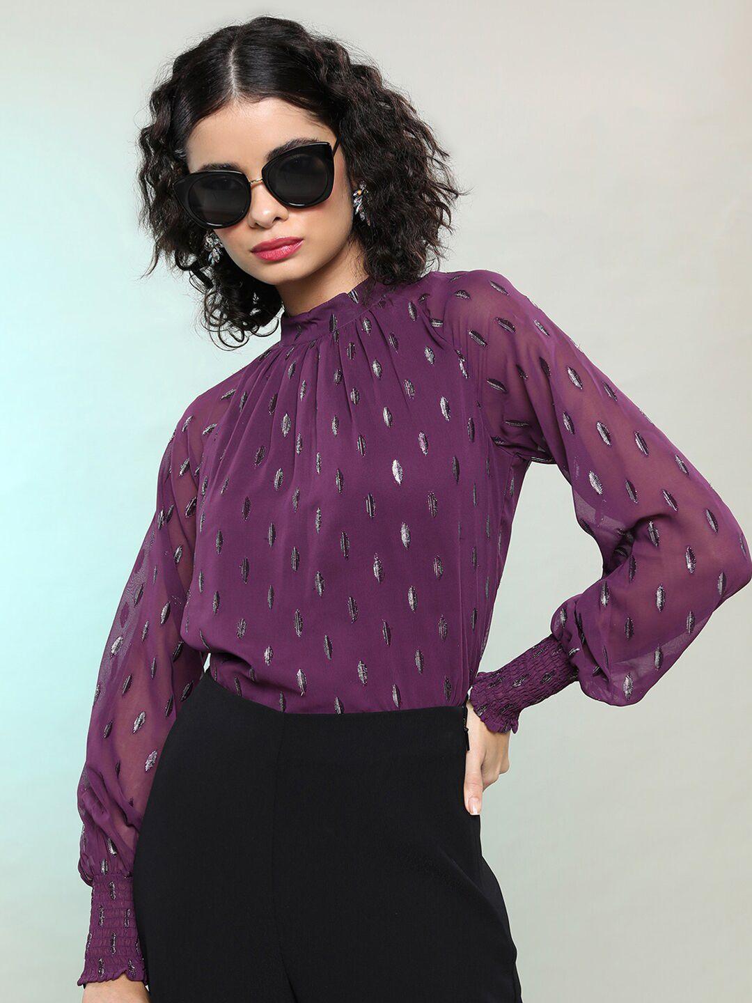 ketch purple print blouson top