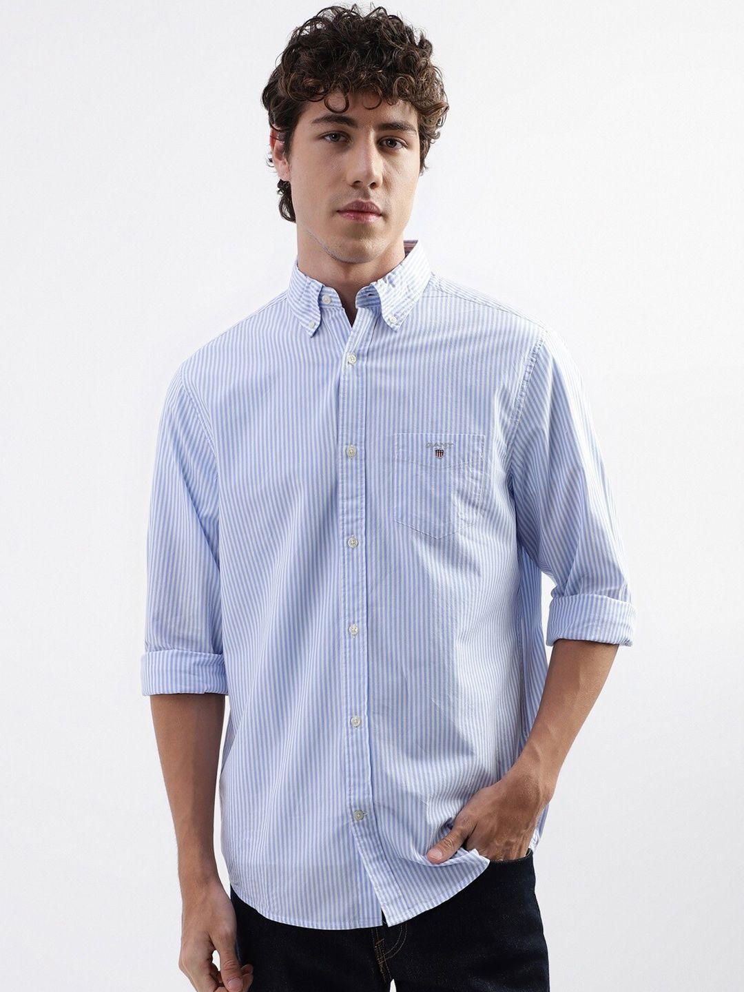 gant vertical striped button-down collar casual pure cotton shirt