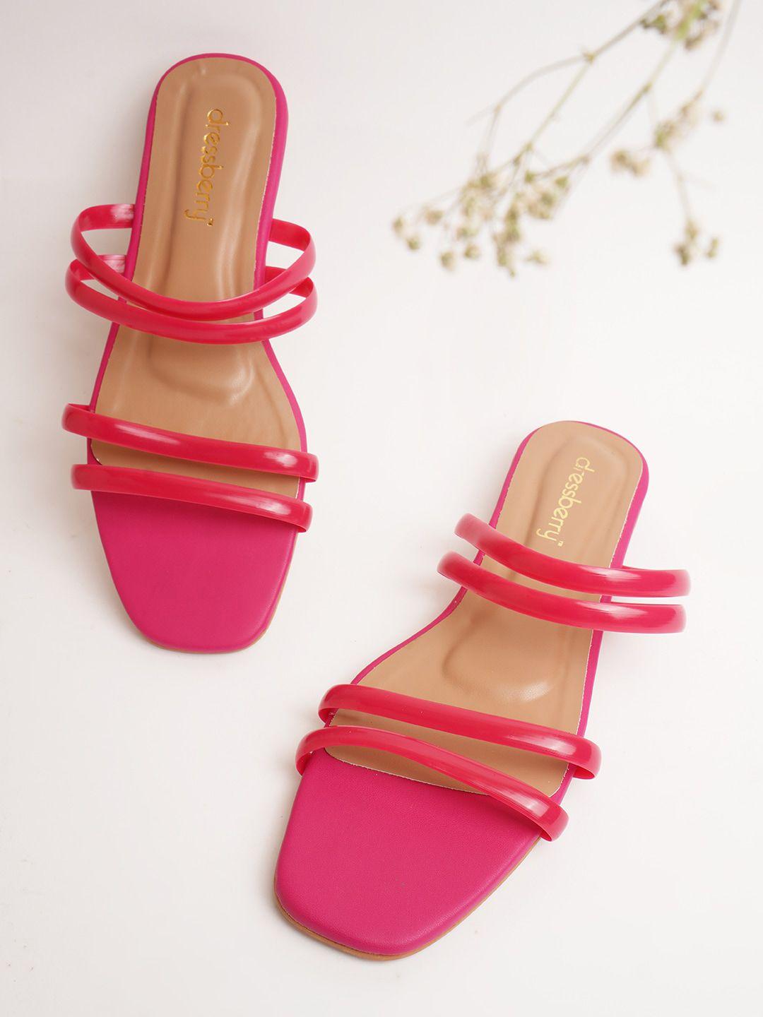 dressberry fuchsia strappy open toe flats