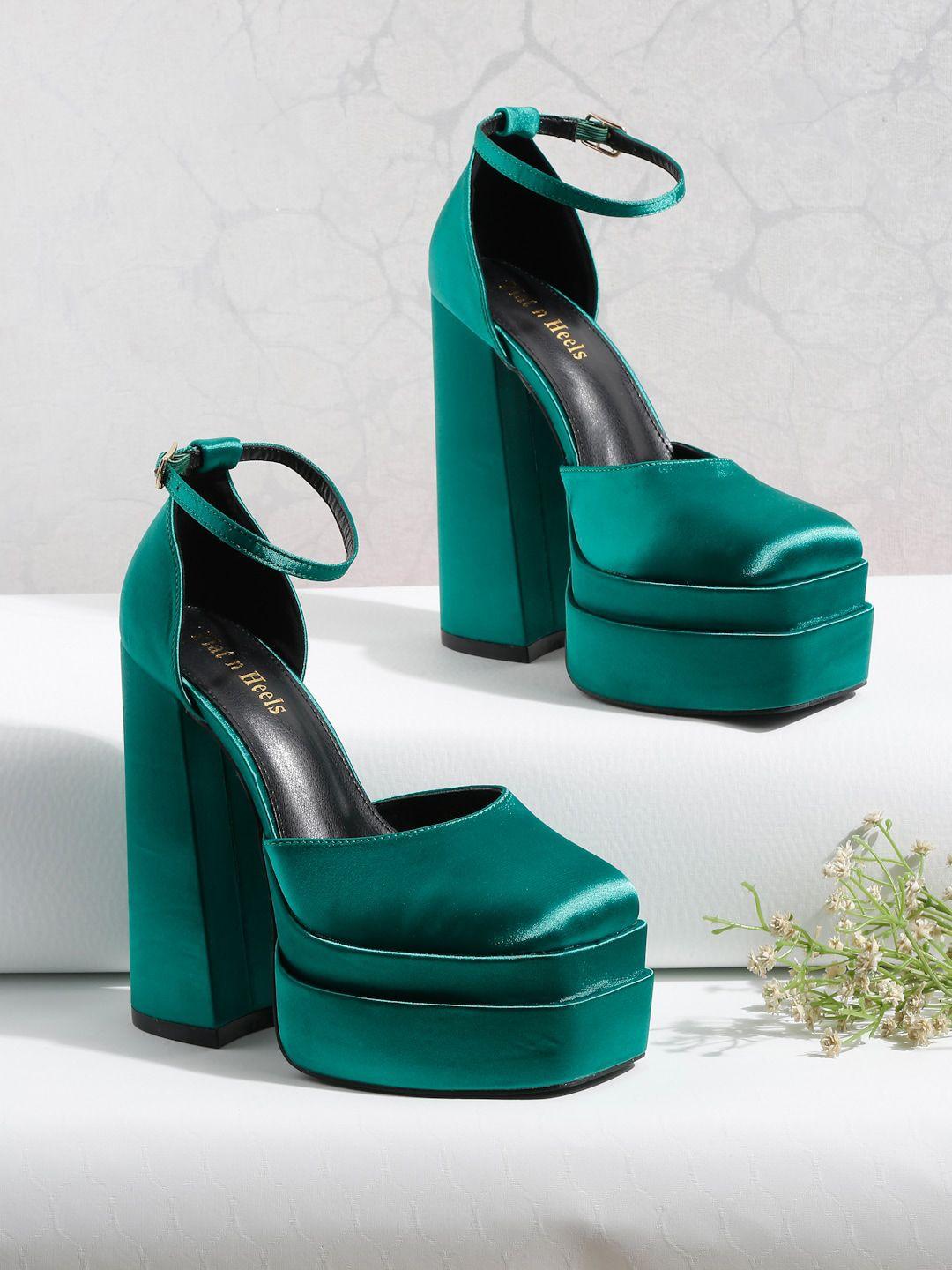 flat n heels square toe platform heel pumps