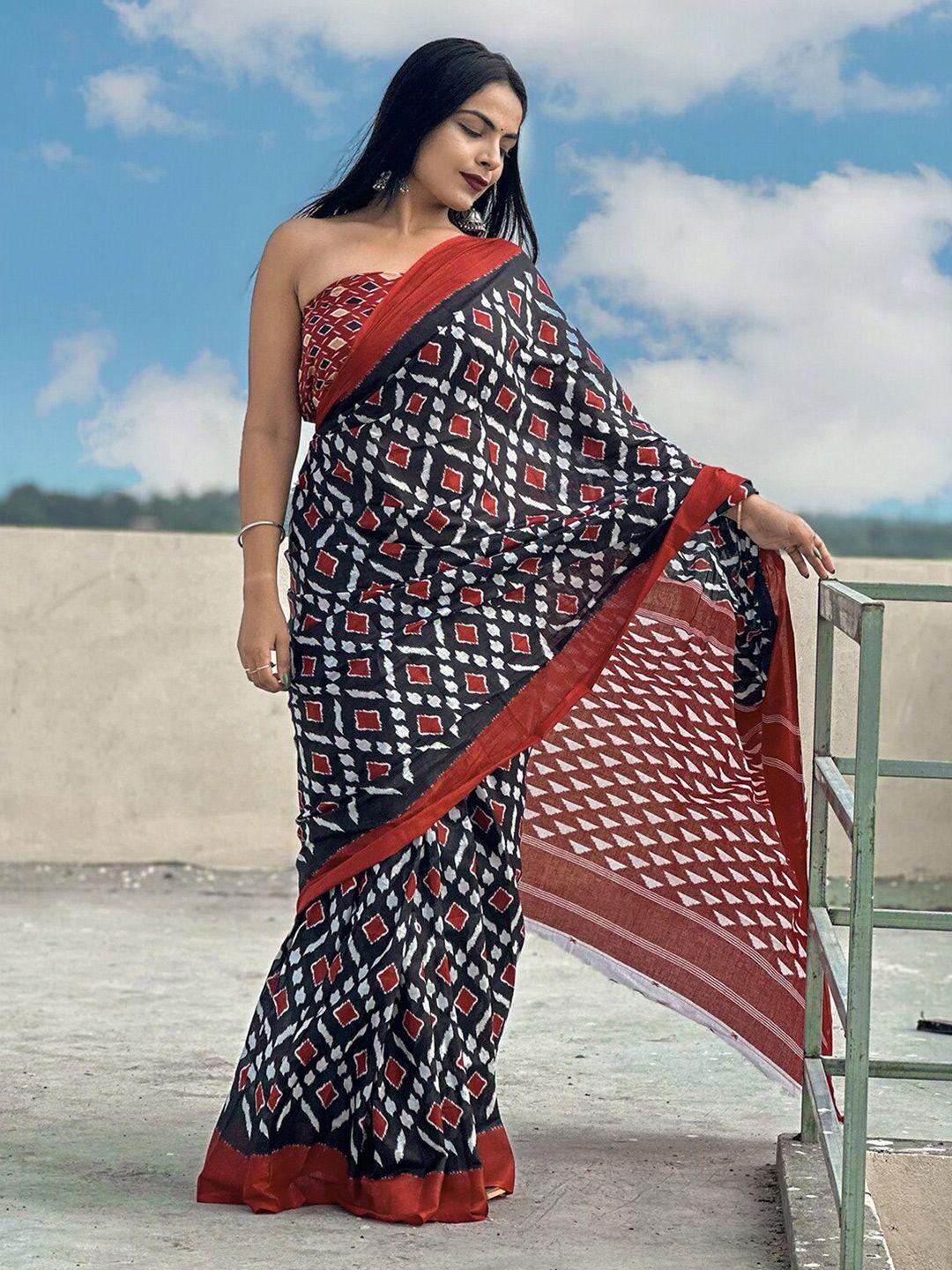 mitera geometric printed saree