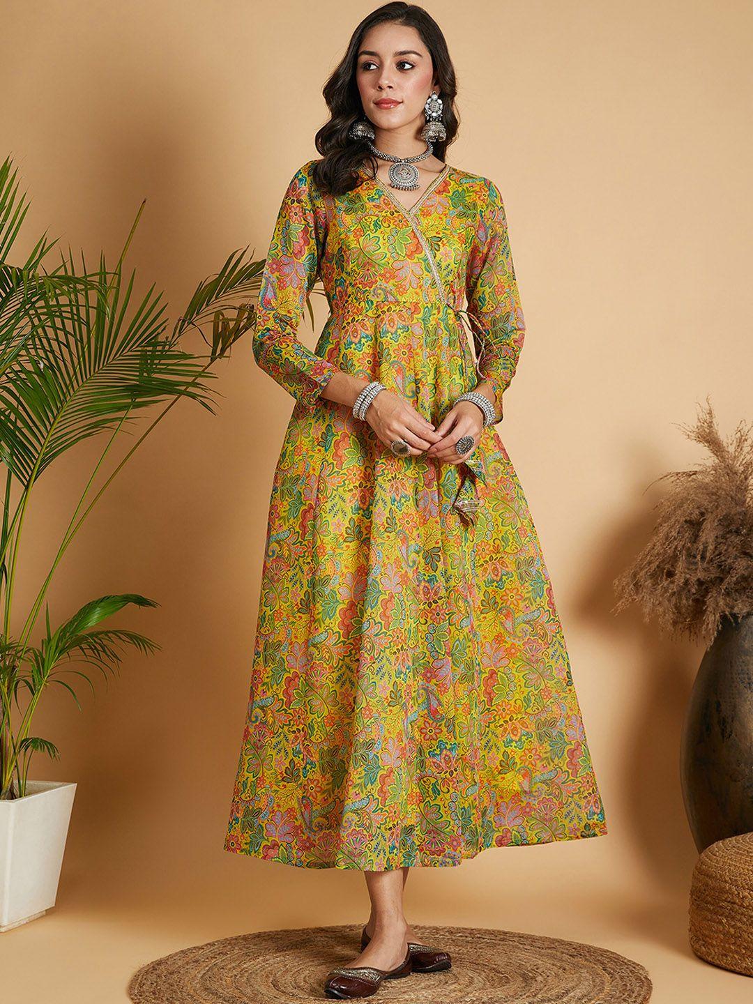 shae by sassafras floral printed gotta patti angrakha maxi ethnic dress