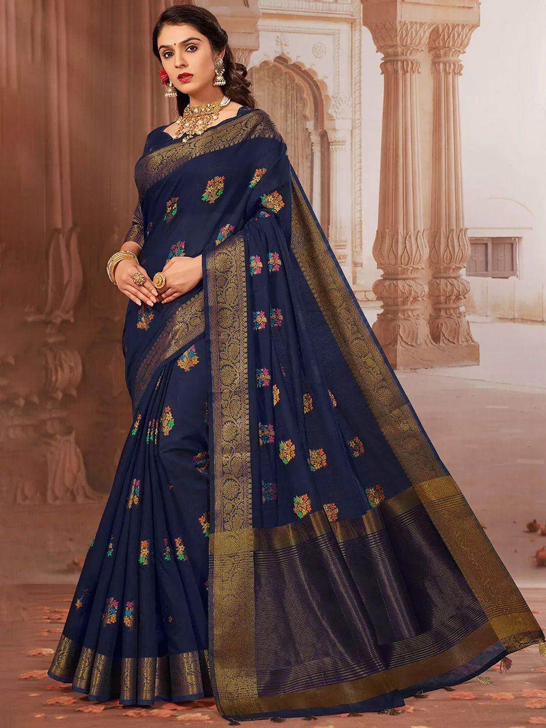 gajarai floral woven design zari chanderi saree