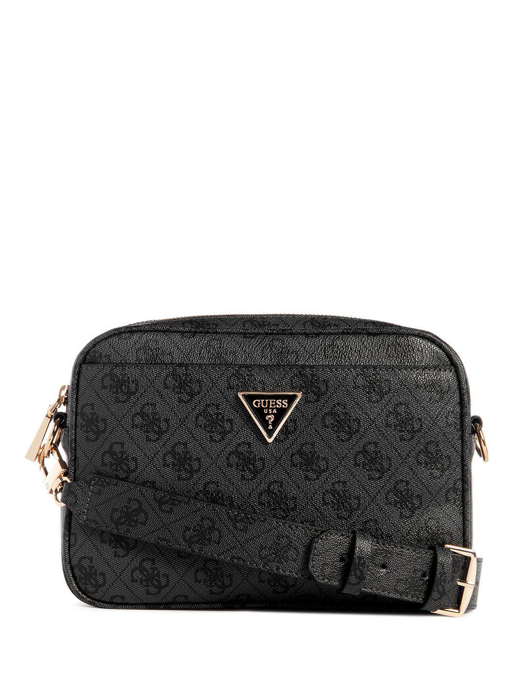 guess brand logo printed structured sling bag