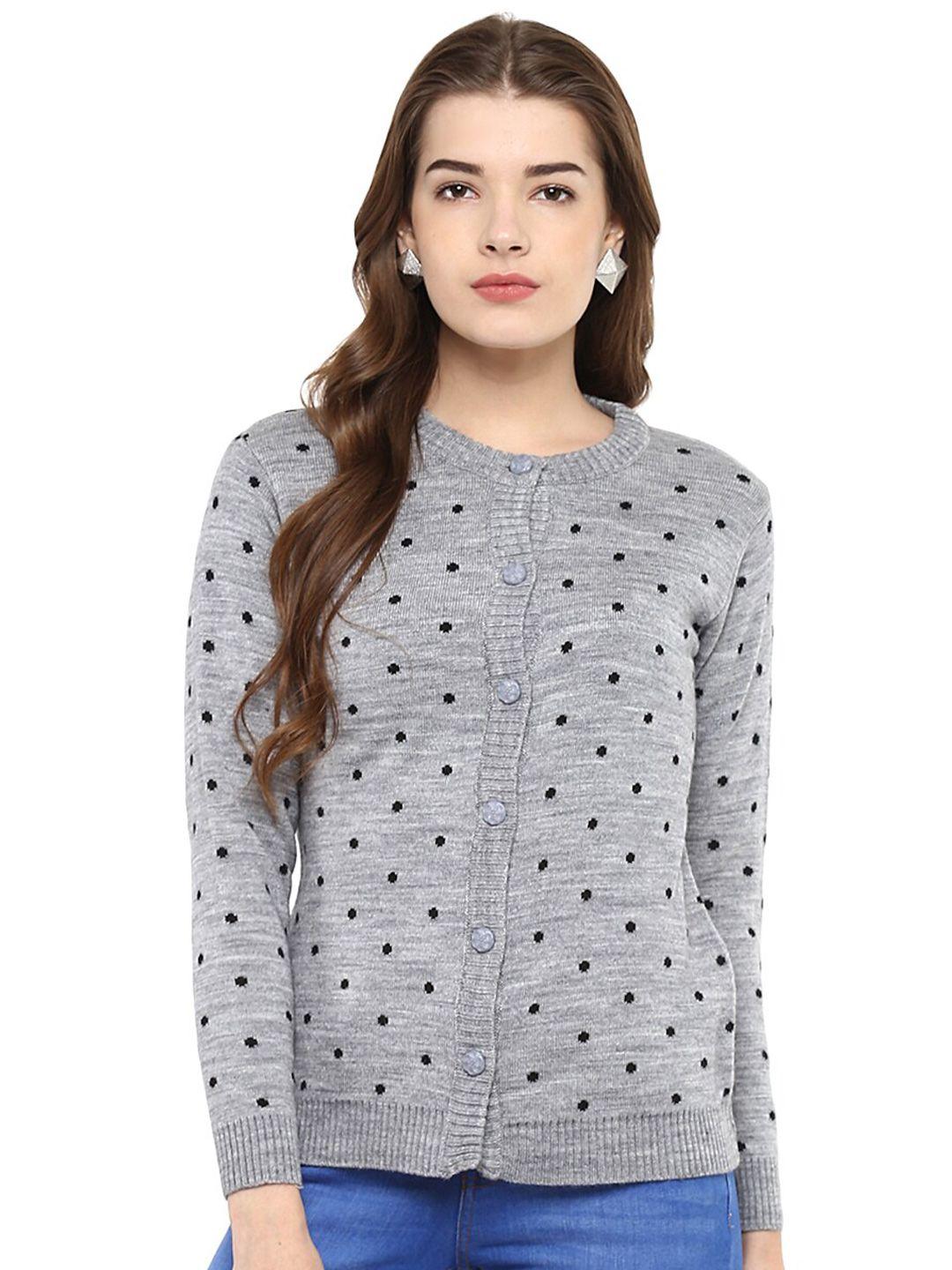 modeve women grey & black printed cardigan