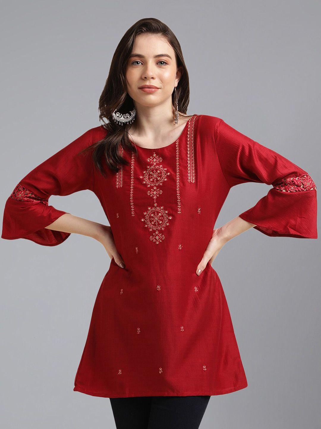 kalini embellished bell sleeve longline top