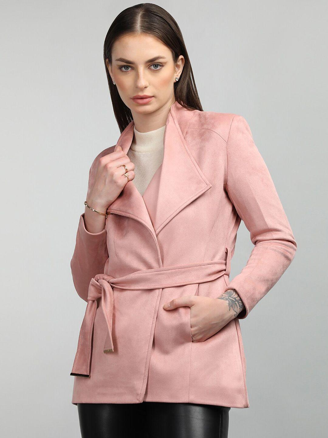 honnete stand collar tie-up coat