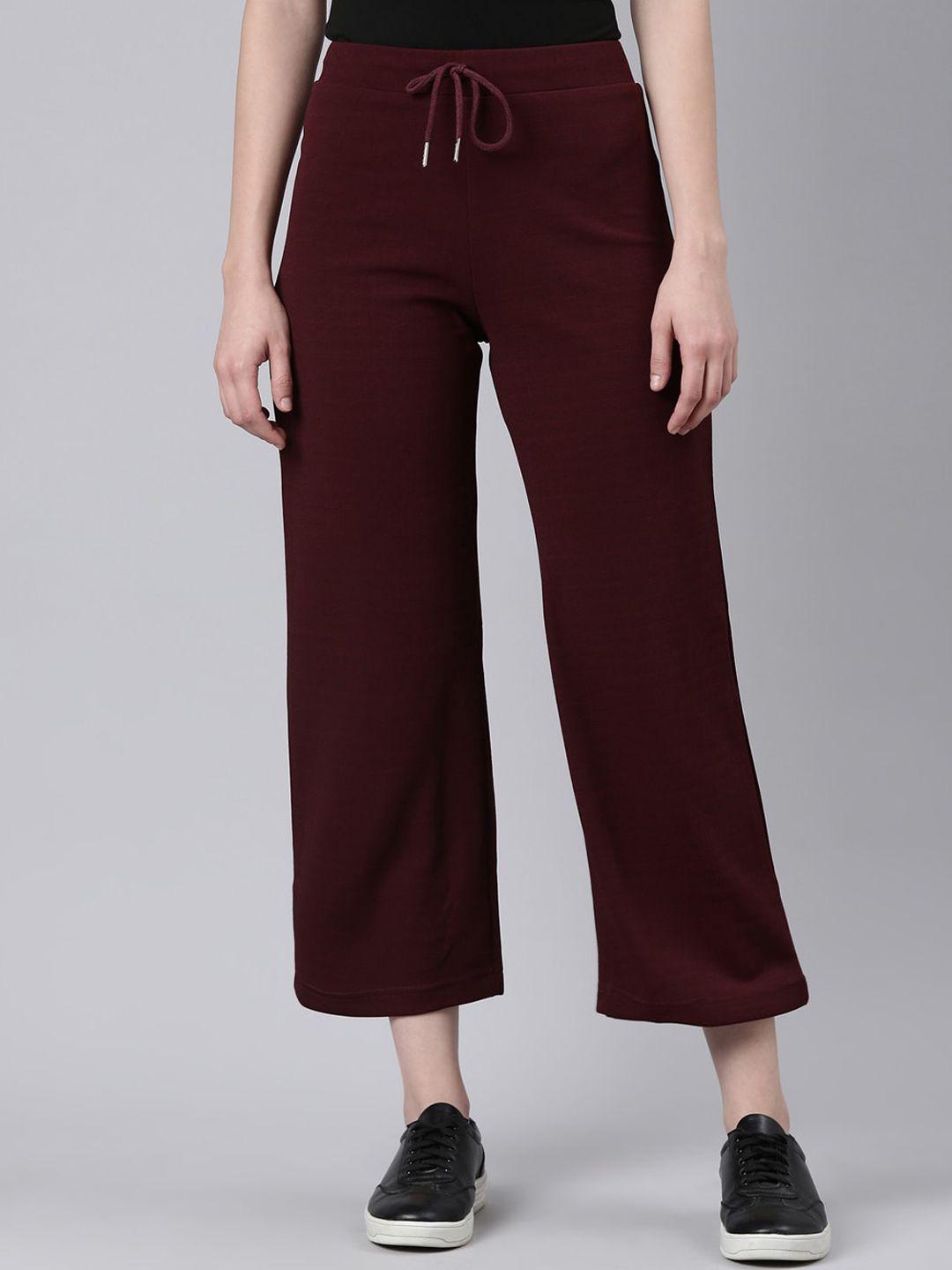 showoff women straight fit wrinkle free cropped parallel trousers