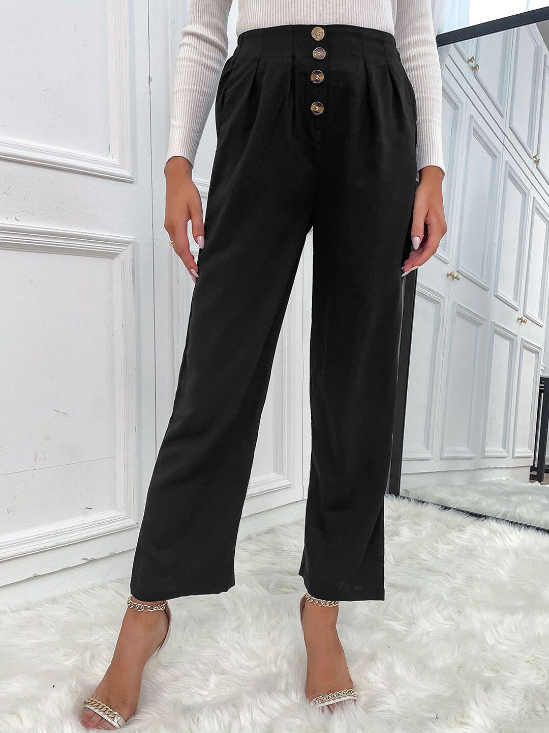 stylecast women black original mid-rise easy wash parallel trousers