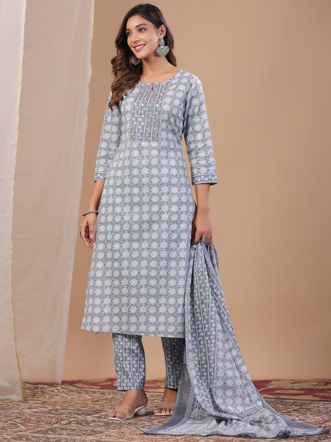 sangria printed pure cotton kurta sets