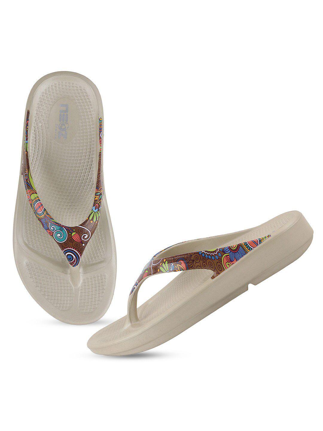 neoz women printed thong flip-flops