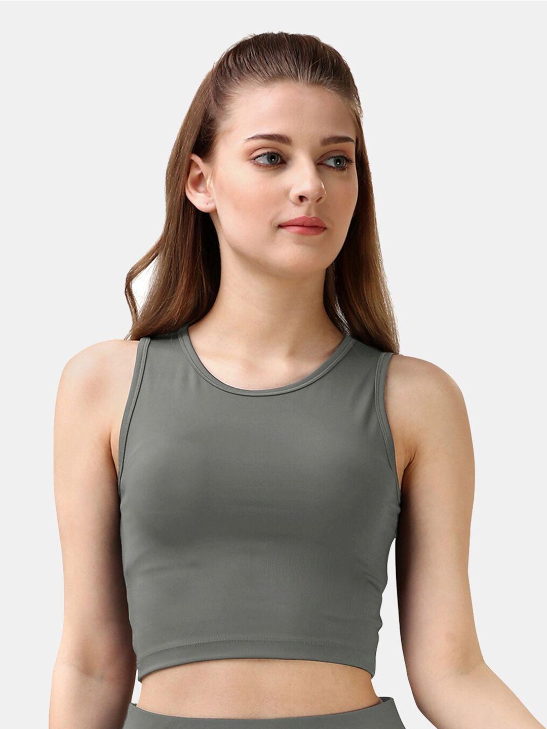 soie sleeveless fitted sports crop top