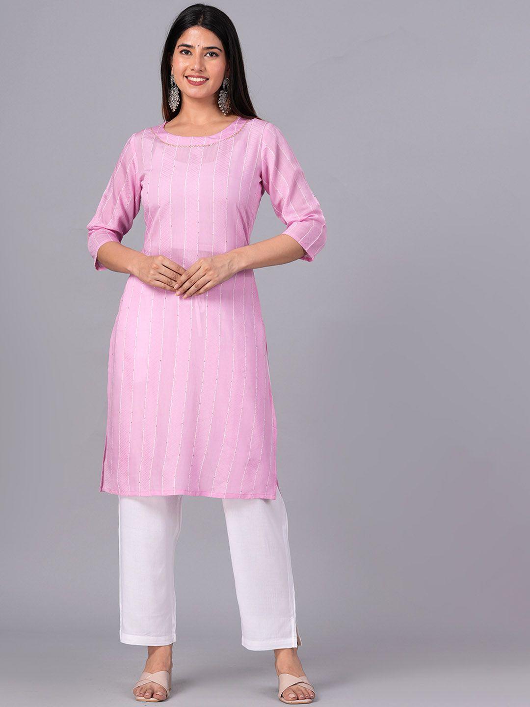 doriya striped sequinned kurta with trousers & dupatta