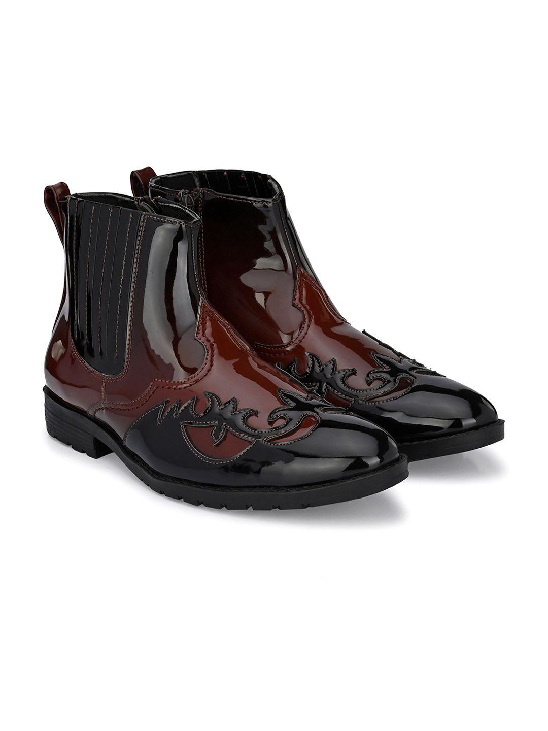 vellinto men self-designed casual shiny boots