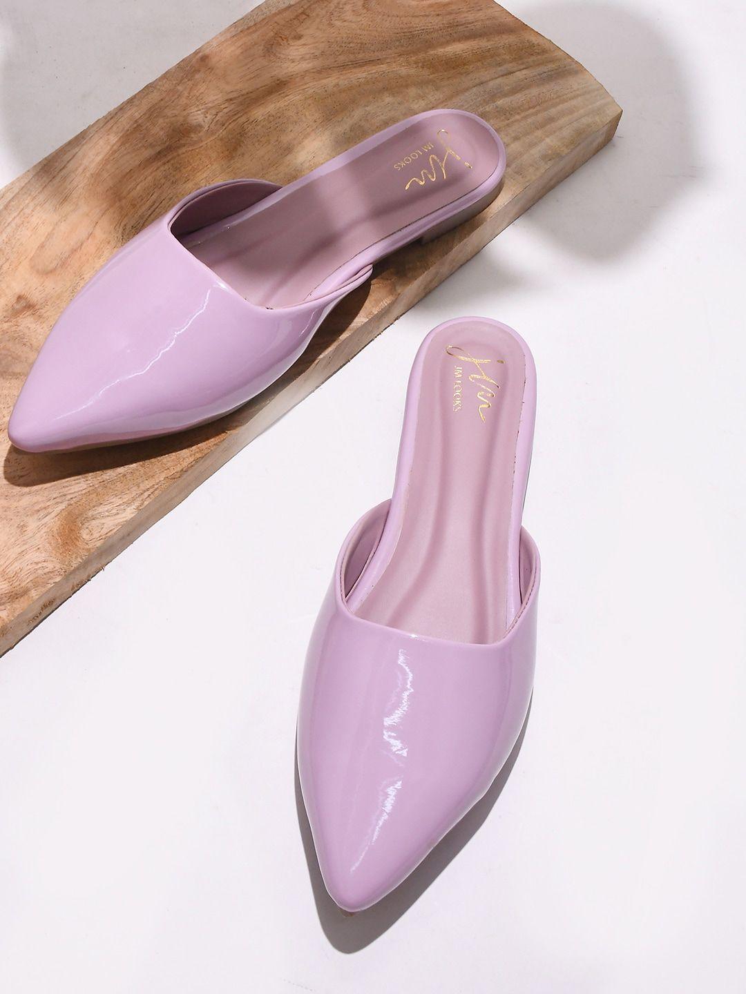 jm looks women lavender mules with bows flats