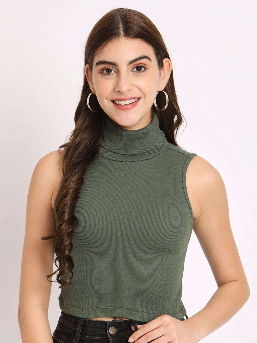 charmgal olive green crop top