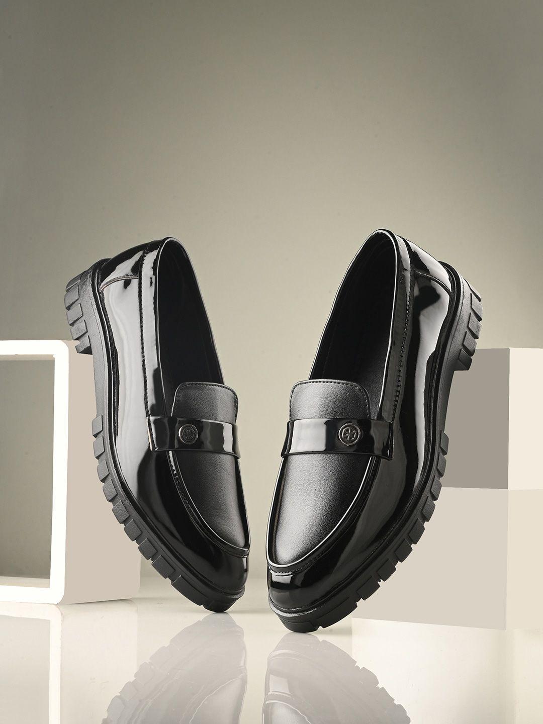 here&now men black formal penny loafers