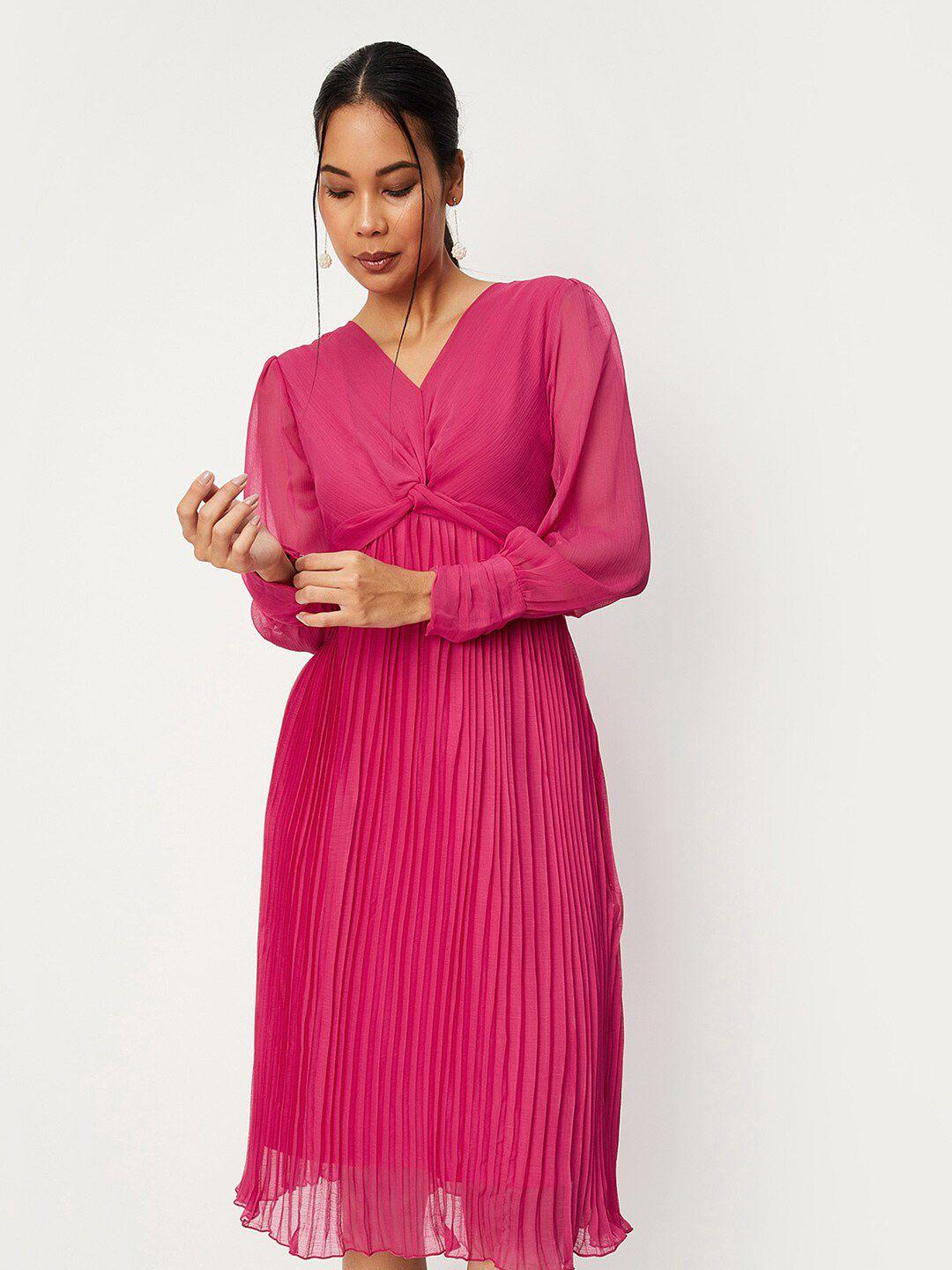 max pink fit & flare midi dress