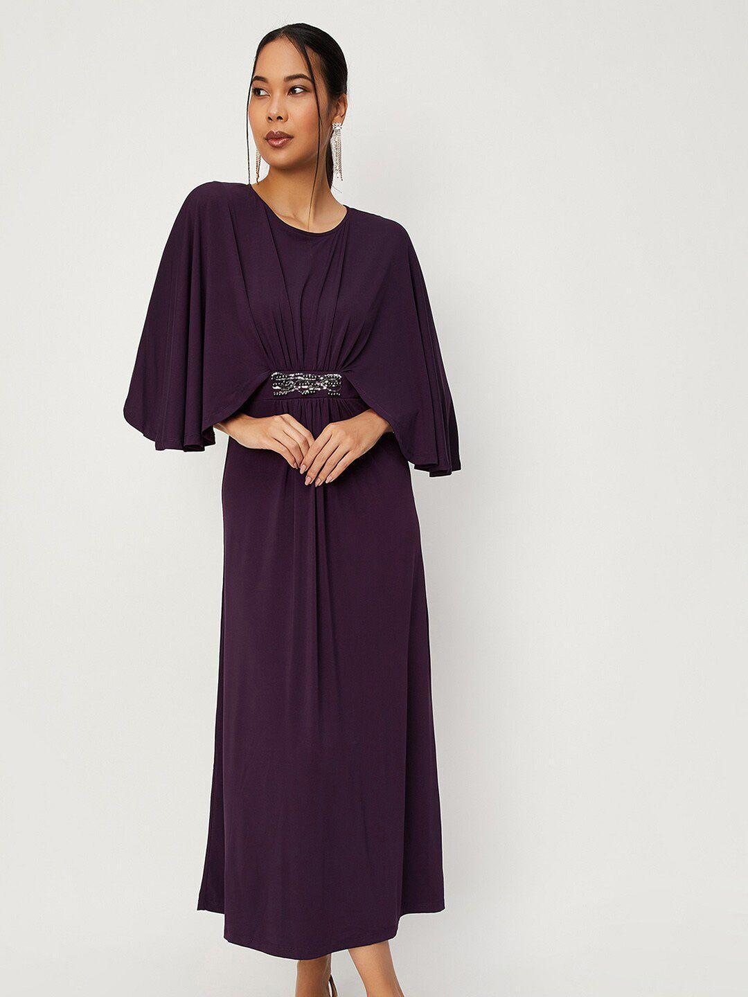 max cape sleeves a-line midi dress