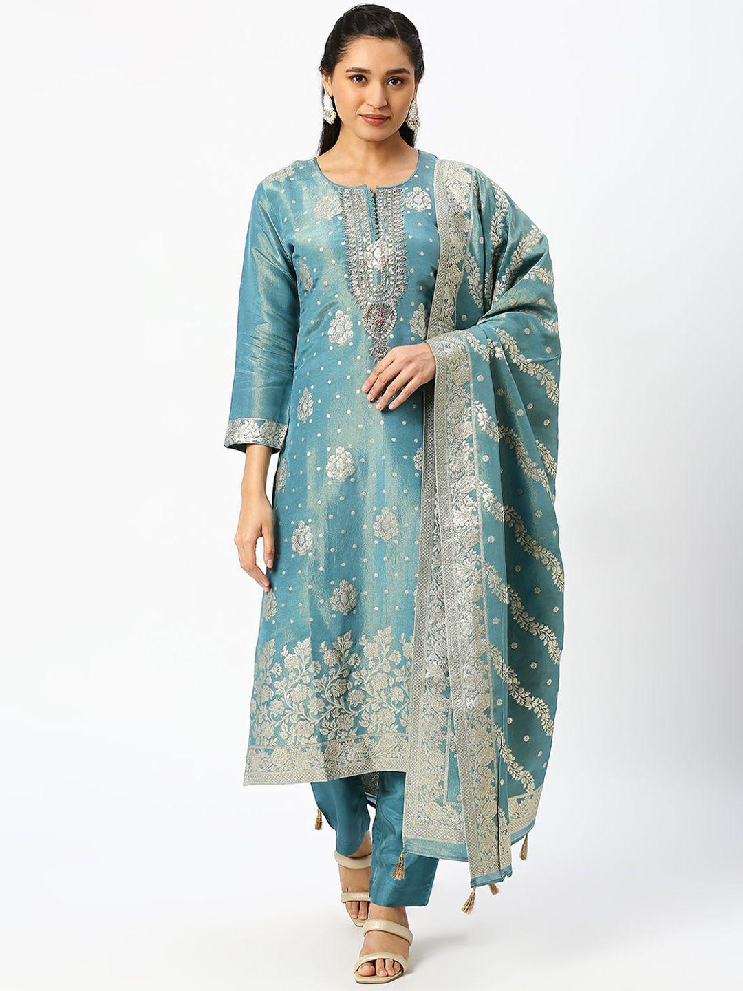 dressline jacquard woven design  kurta with salwar & with dupatta