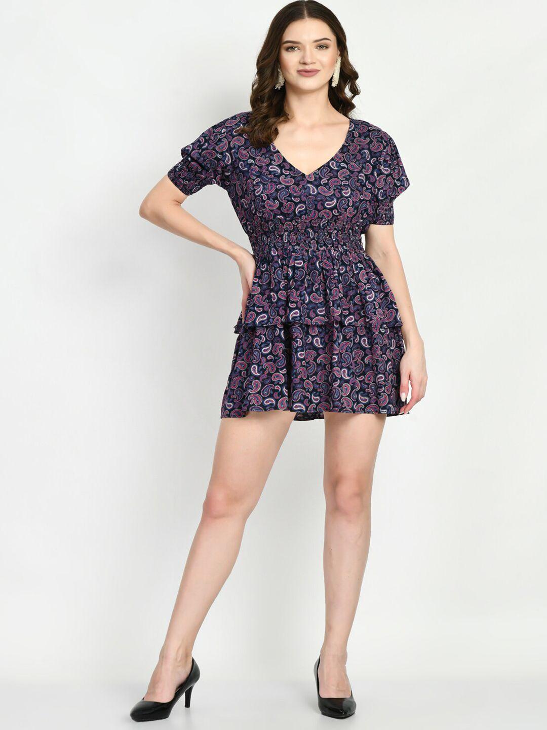 dressberry multicoloured floral print formal fit & flare mini dress