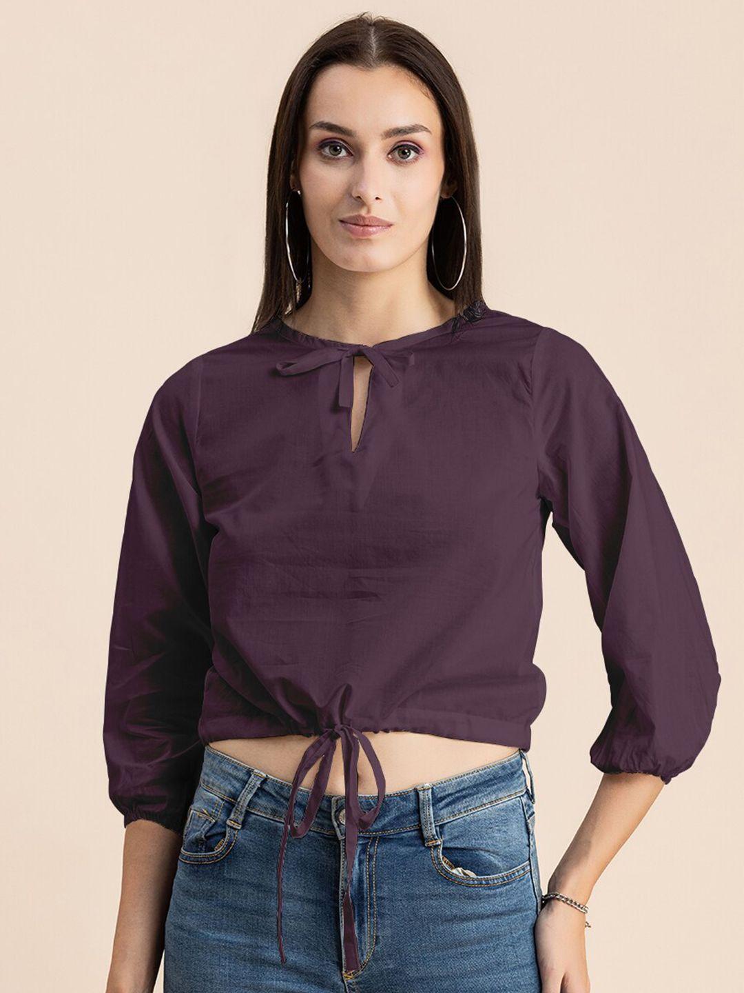 moomaya purple keyhole neck cotton crop top