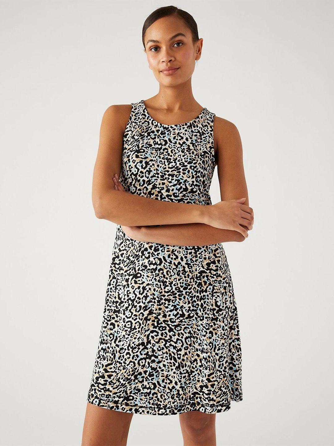 marks & spencer animal printed sleeveless a-line dress