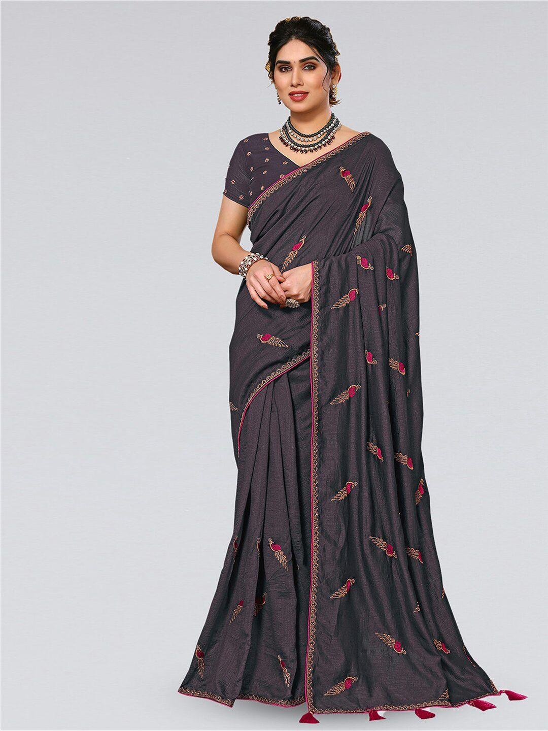 siril ethnic motifs embroidered art silk saree