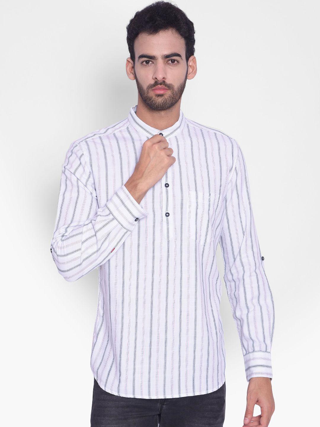 crimsoune club striped mandarin collar pure cotton kurta