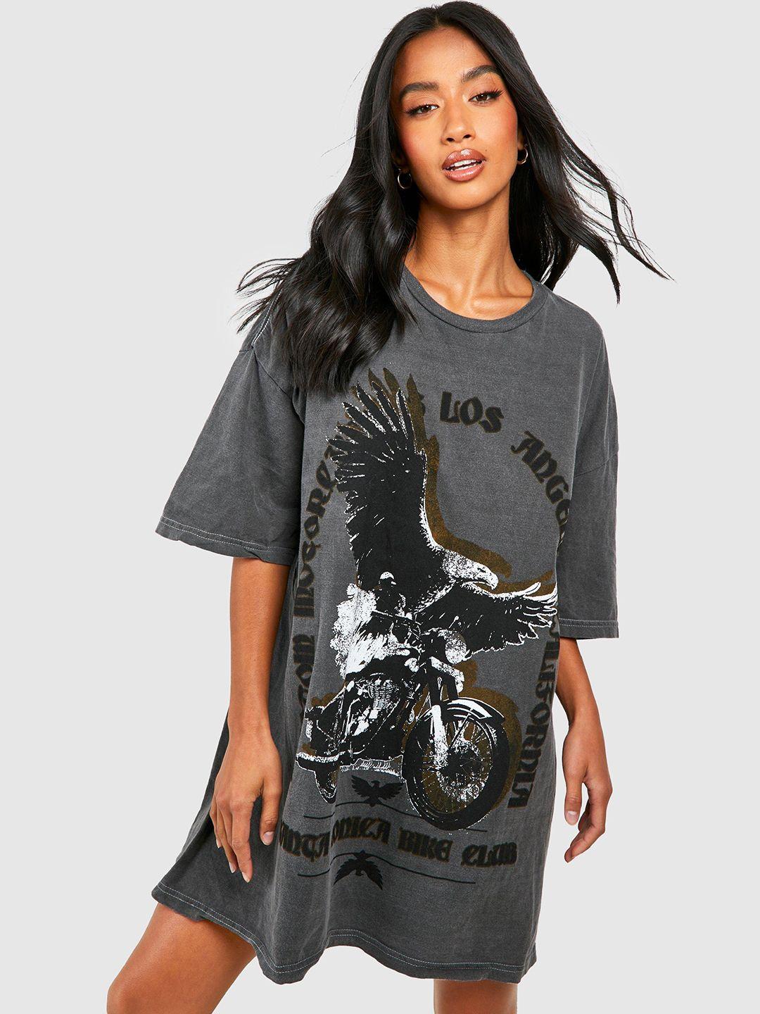 boohoo motorcycle slogan print t-shirt oversized dress