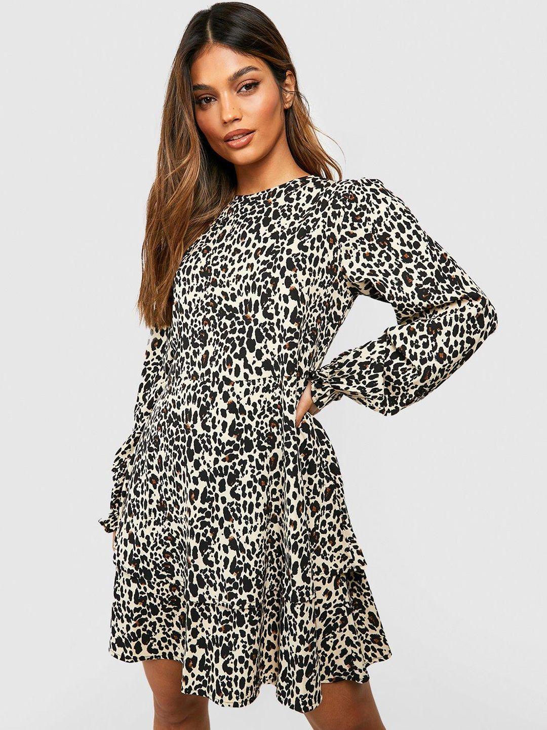 boohoo leopard print shift dress